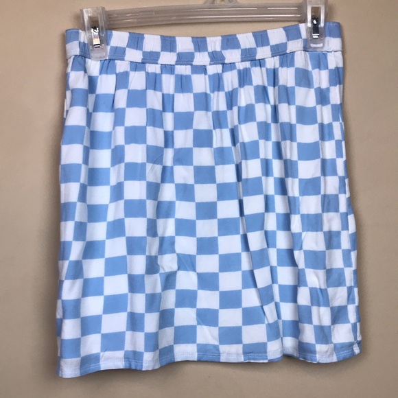 NWT Abercrombie Kids Big Girls’ Blue White Checkered Small Front Slit Mini Skirt - Picture 3 of 8
